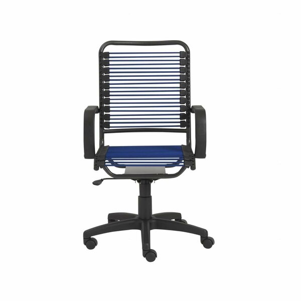 Homeroots 43 in. Round Bungee Cord High Back Office Chair Black & Blue 400765